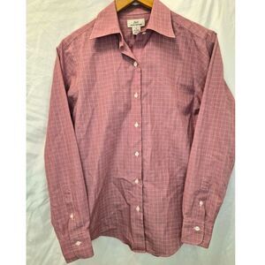 Brooks Brothers 346 Women’s Size 4 Pink Windowpane Cotton Button Down Shirt
